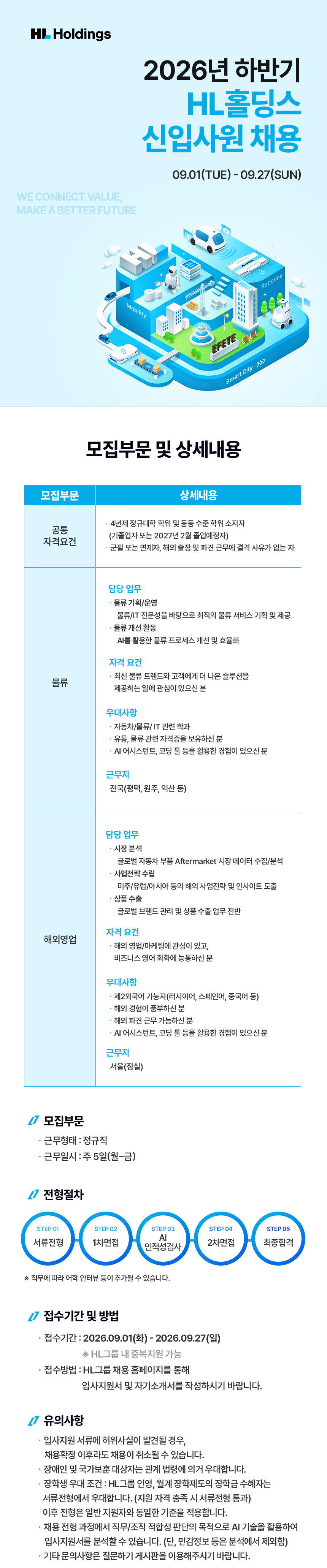 [HL홀딩스] [물류, 해외영업] 2026년 하반기 HL그룹 신입사원 채용 공식 채용공고 1
